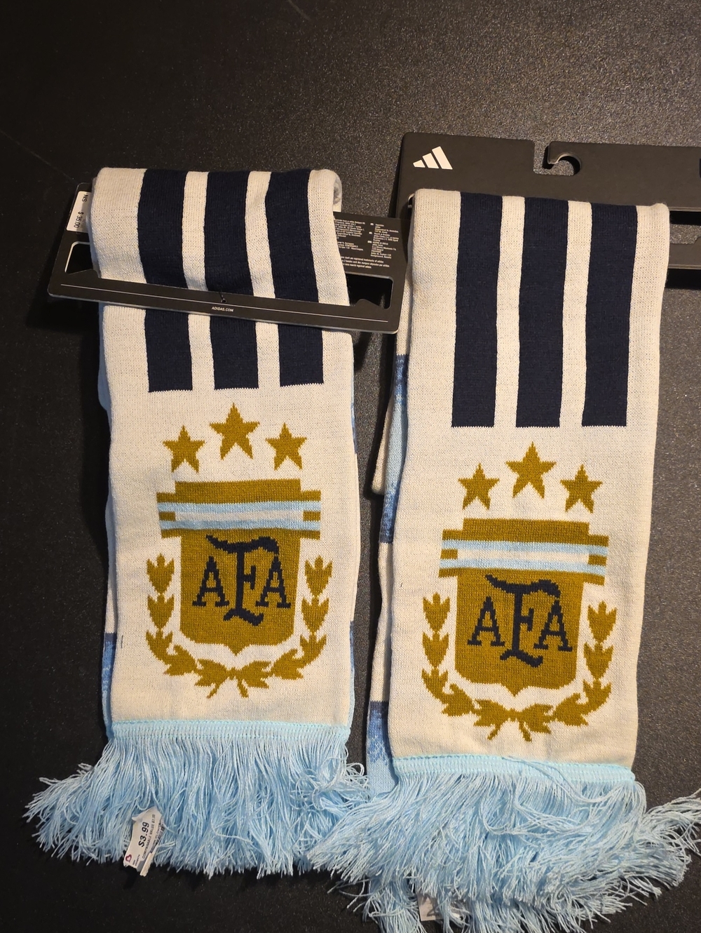 Argentina AFA Crest Soccer 2 Scarfs in White, Light Blue & Navy